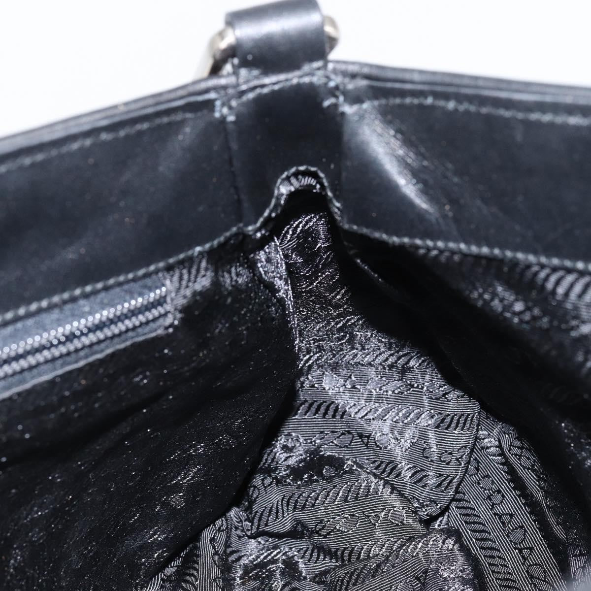Prada Vintage Shoulder Bag Leather Black Leather Shoulder Bag Bag (Pre-Owned)