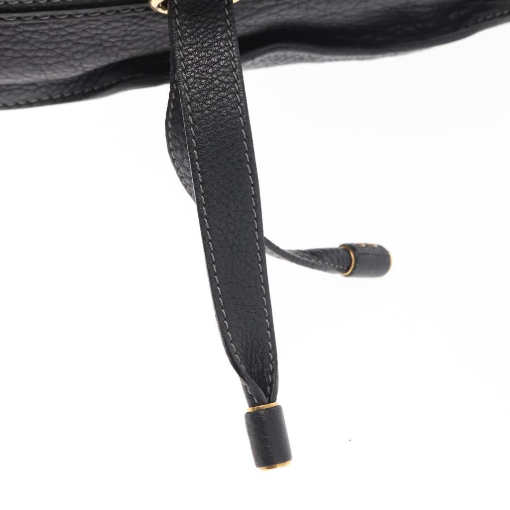 Chloe Marcie Satchel Leather Black Leather Handbag (Pre-Owned)
