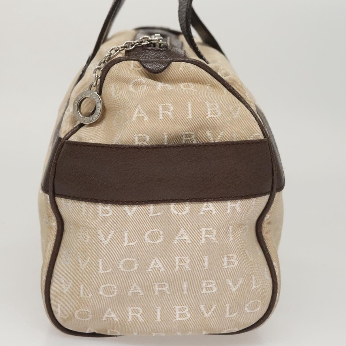 Bvlgari Logomania Handbag Canvas Beige Canvas Handbag (Pre-Owned)