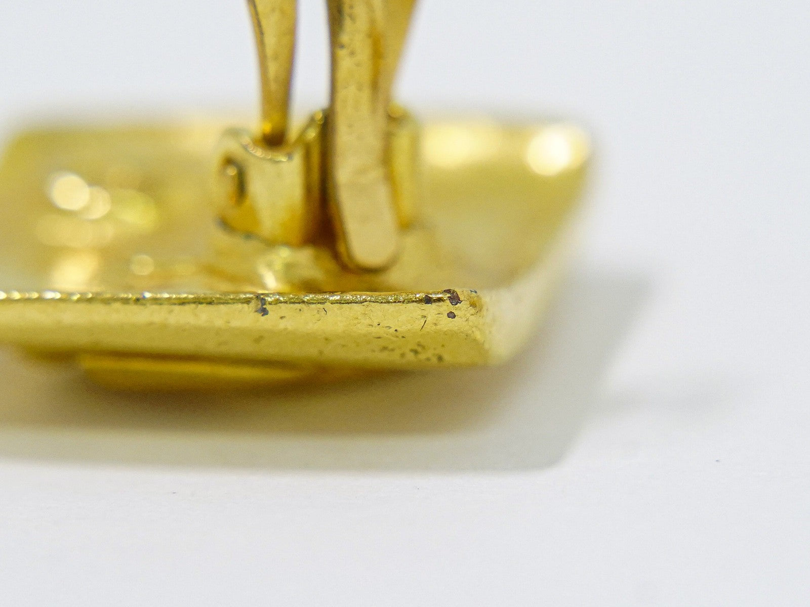 Chanel Vintage Cc Square Clip-On Earrings Metal Gold Gold_Plated Earrings Jewelry (Pre-Owned)