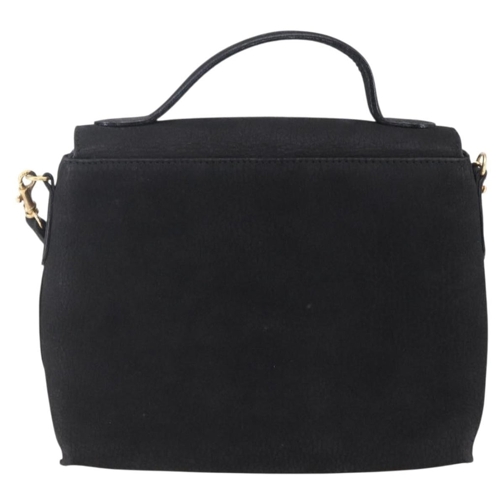 Celine Circle Logo Shoulder Bag Leather Black Leather Shoulder Bag Bag (Pre-Owned)