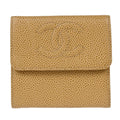 Chanel Vintage Timeless Cc Bifold Wallet Caviar Beige Leather Wallets Accessory (Pre-Owned)