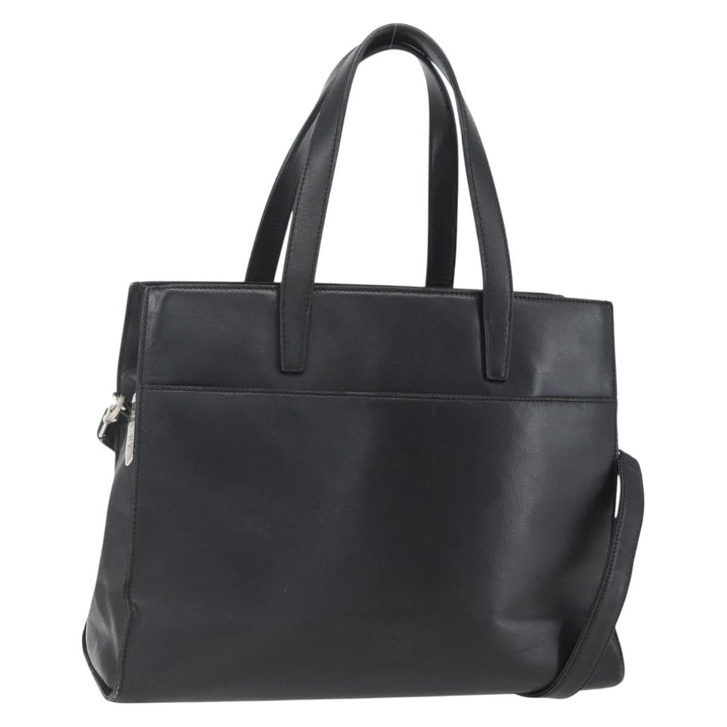 Loewe Vintage Anagram Tote Leather Black Leather Tote Bag Bag (Pre-Owned)
