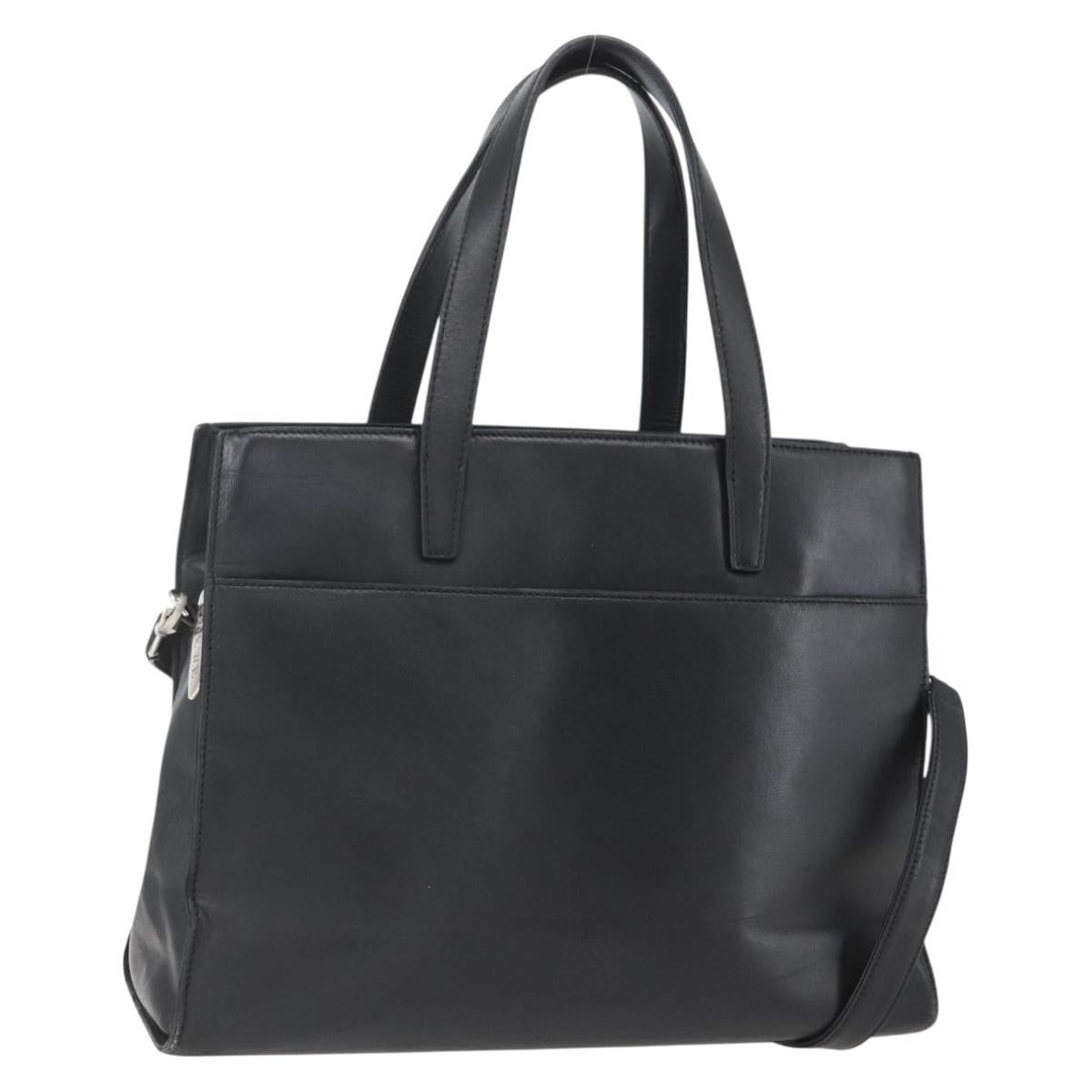 Loewe Vintage Anagram Tote Leather Black Leather Tote Bag Bag (Pre-Owned)