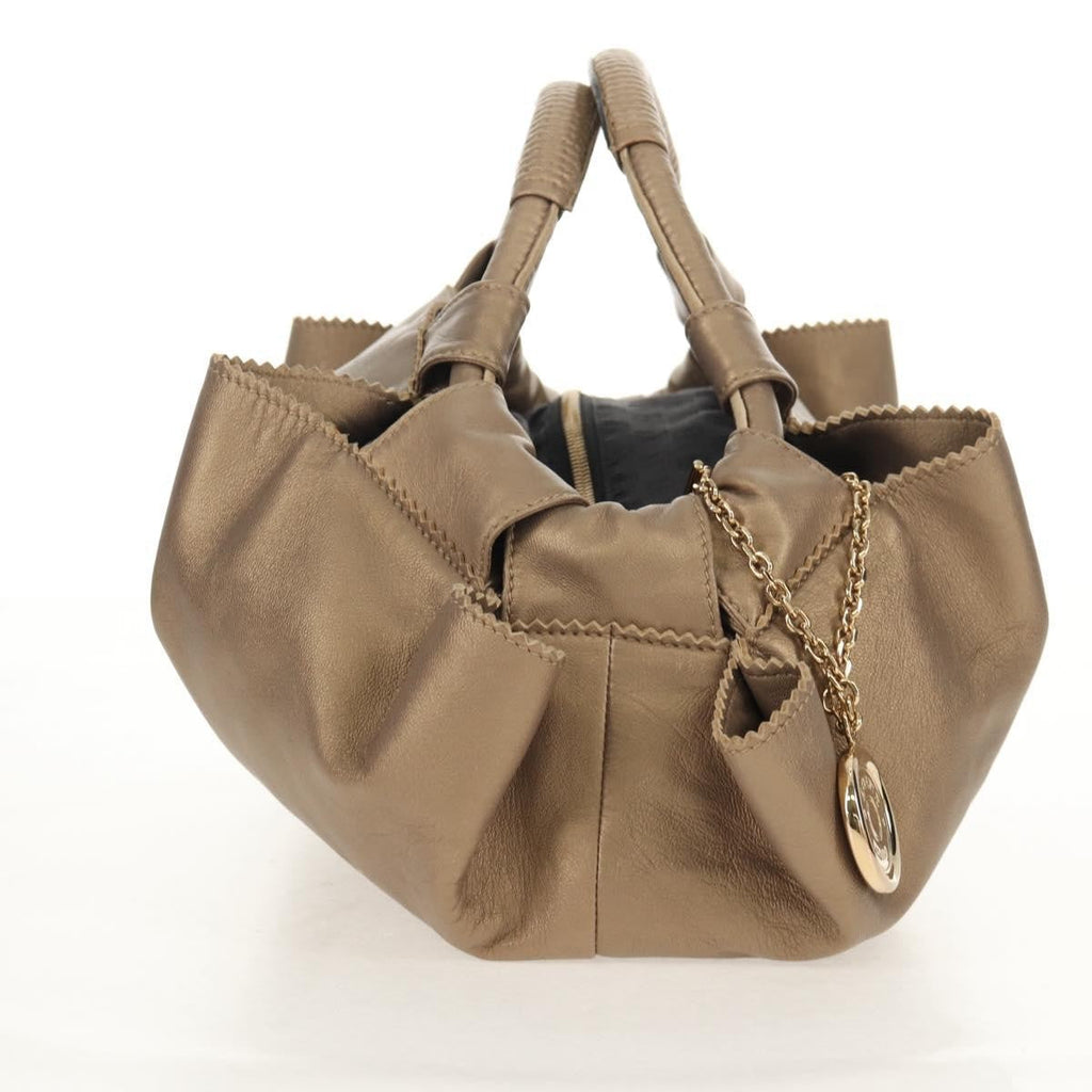 Loewe Anagram Logo Nappa Aire Hand Bag Leather Gold Leather Handbag (Pre-Owned)