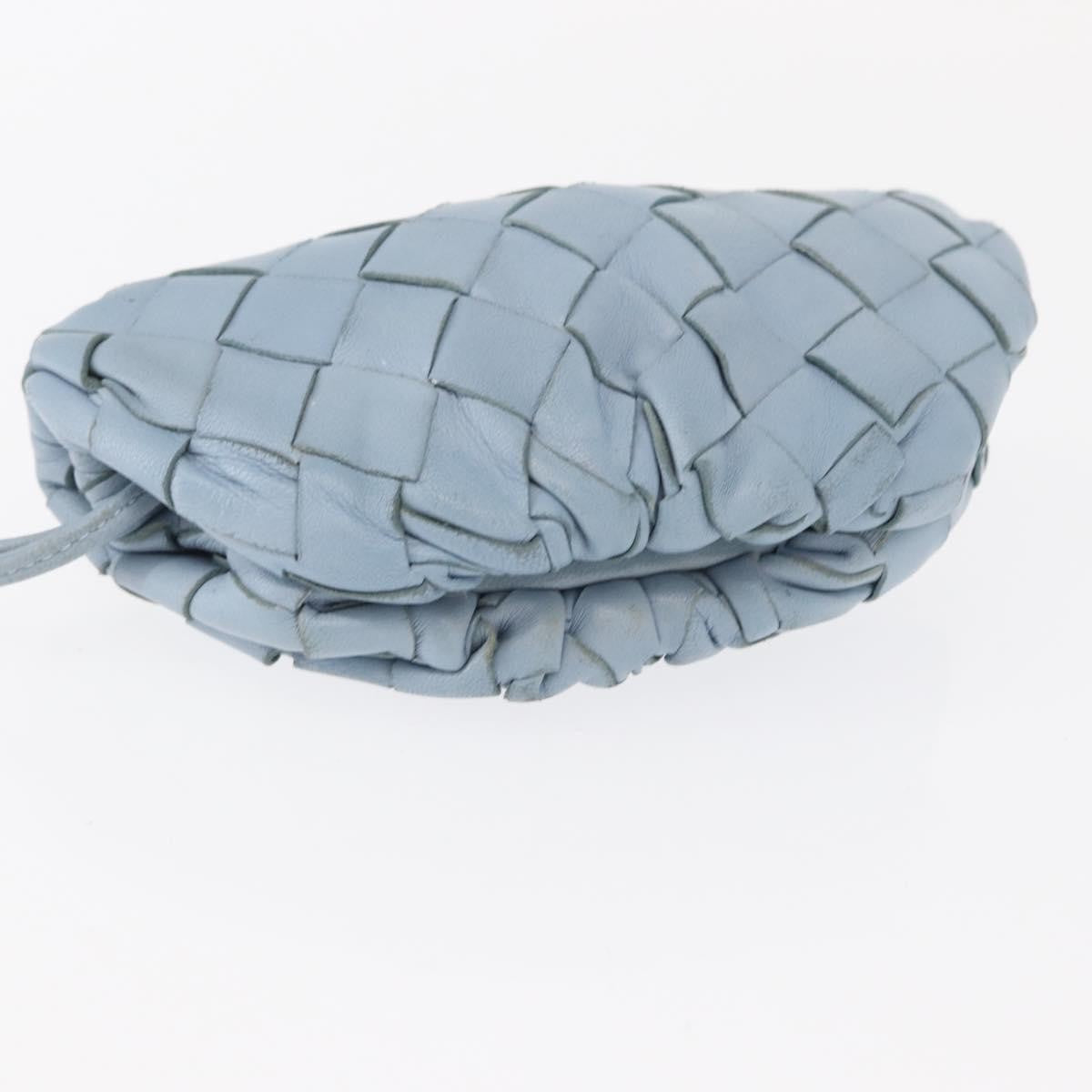 Bottega Veneta The Pouch Intrecciato Nappa Blue Leather Clutche & Pouche Bag (Pre-Owned)