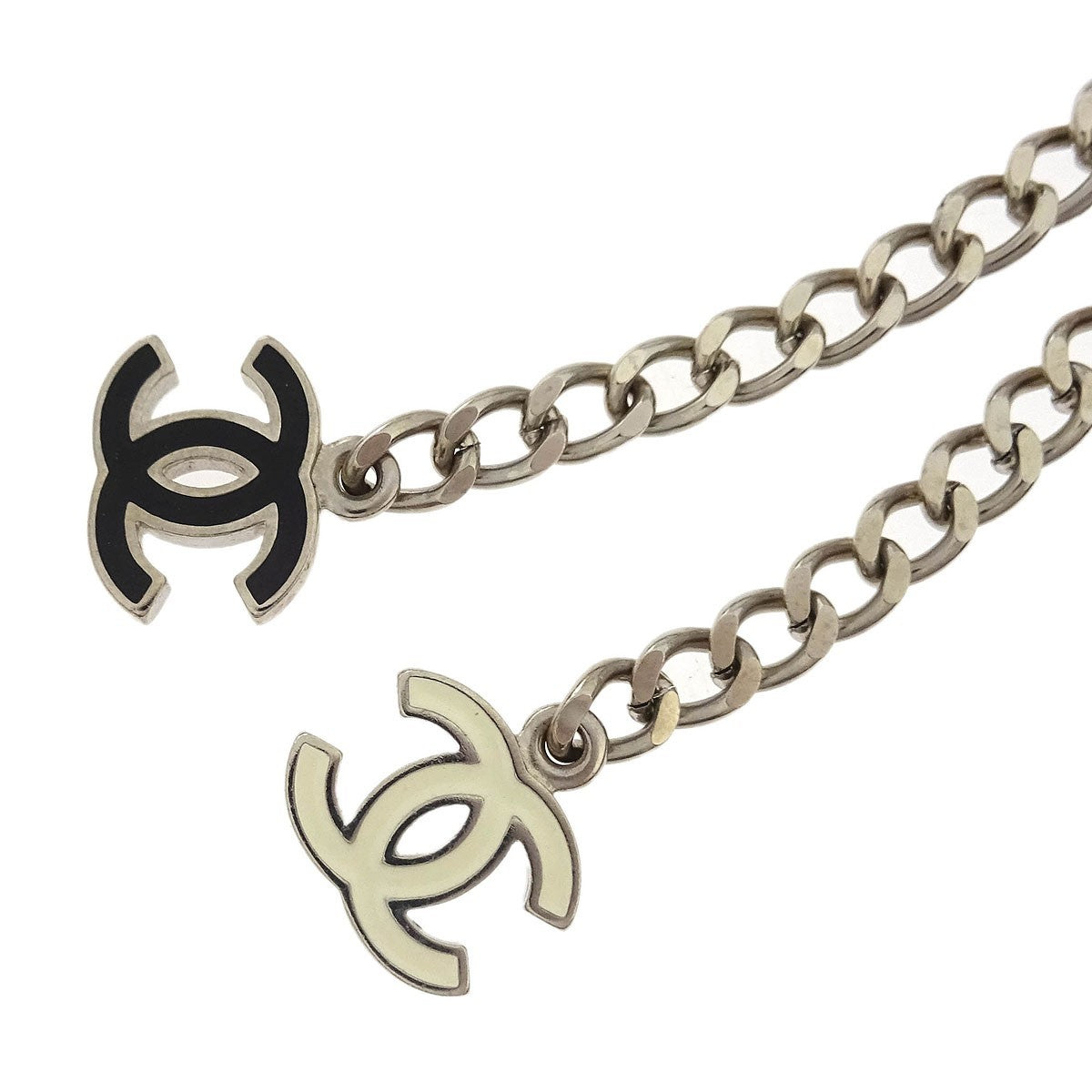 Chanel Vintage Camellia Charm Chain Belt Metal Silver Silver_Plated Belts Accessory (Pre-Owned)