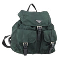 Prada Vela Double Front Pocket Backpack Tessuto With Saffiano Leather Green Nylon Backpack Bag (Pre-Owned)