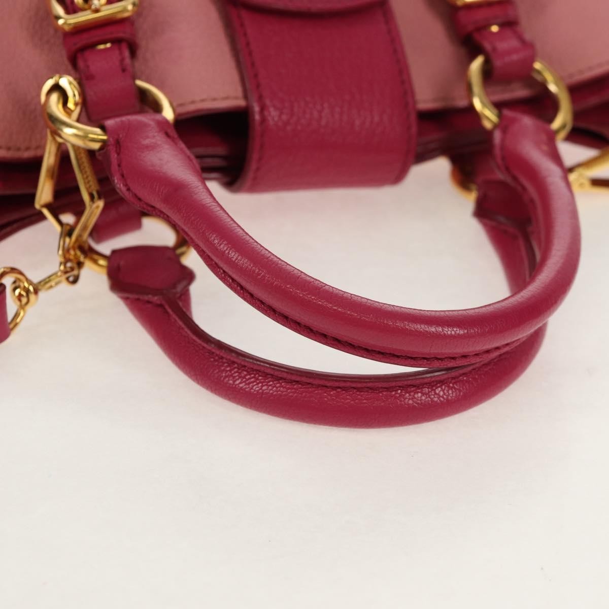 Miu Miu Madras Convertible Lock Tote Leather Pink Leather Handbag (Pre-Owned)