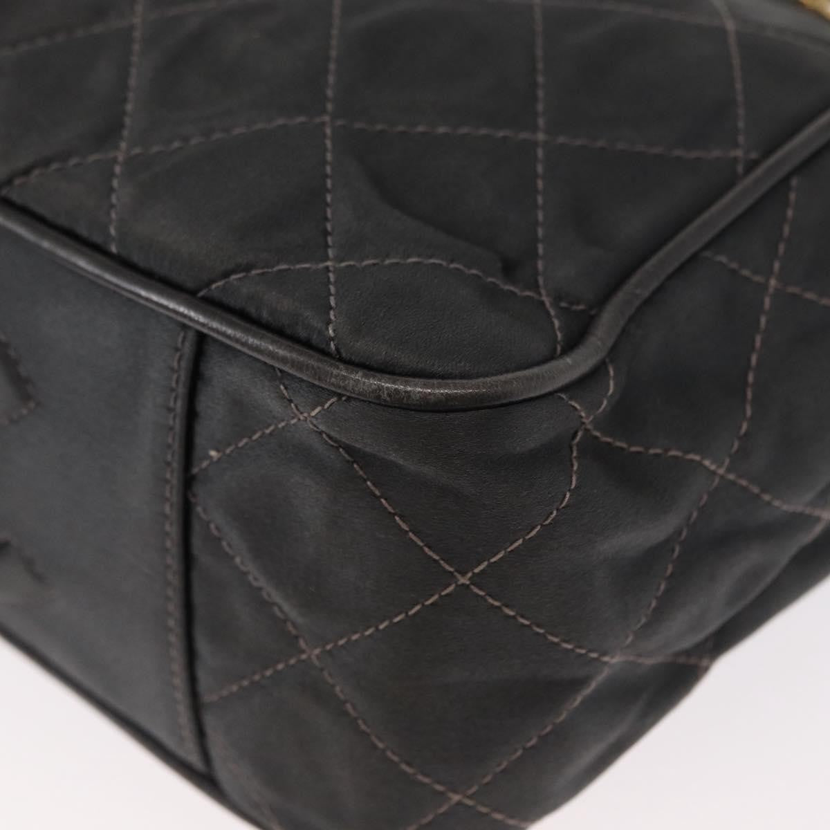 Chanel Vintage Chain Shoulder Bag Quilted Satin Gray Satin Shoulder Bag Bag (Pre-Owned)