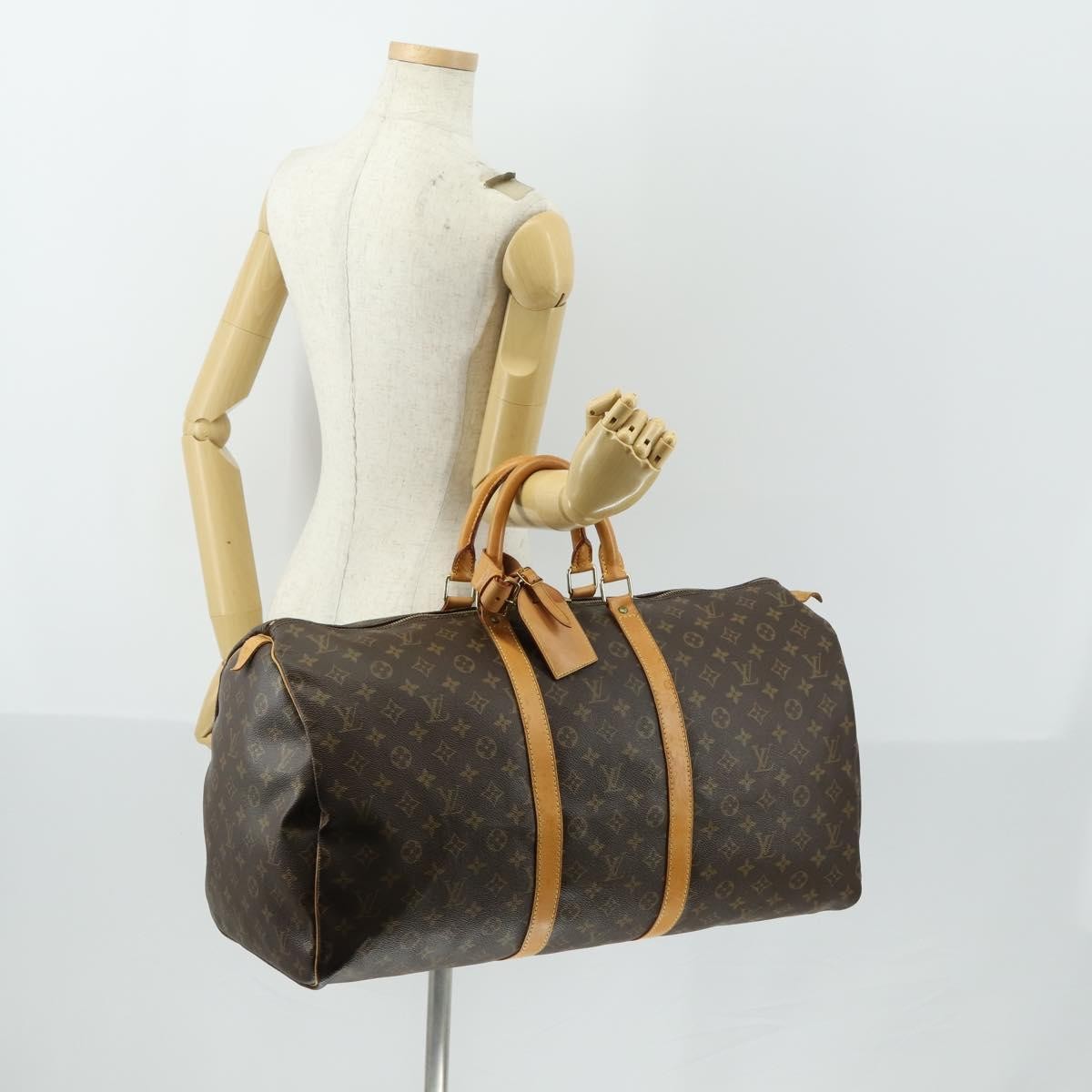 Louis Vuitton Keepall Bag Monogram Canvas Brown Canvas Travel Bag Bag (Pre-Owned)