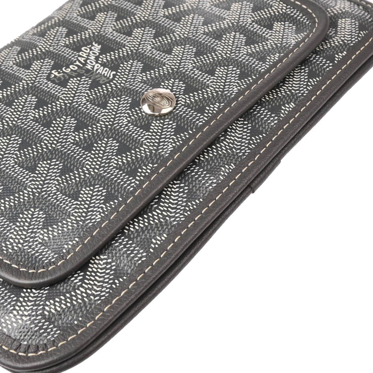 Goyard Plumet Clutch Wallet Coated Canvas Gray Canvas Shoulder Bag Bag (Pre-Owned)
