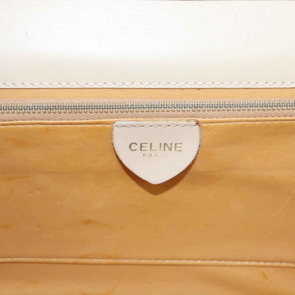Celine Vintage Shoulder Bag Leather Ecru Leather Shoulder Bag Bag (Pre-Owned)
