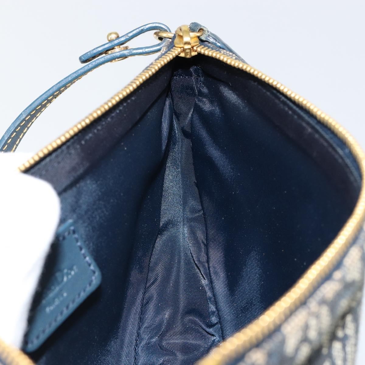 Christian Dior Vintage Saddle Bag Diorissimo Canvas Navy Canvas Clutche & Pouche Bag (Pre-Owned)