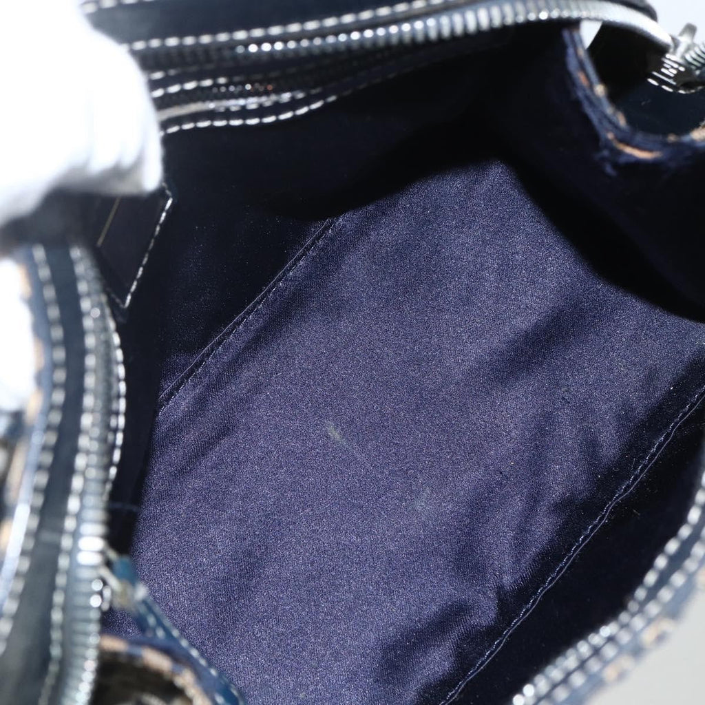 Fendi Vintage Satchel Zucchino Canvas Navy Canvas Handbag (Pre-Owned)
