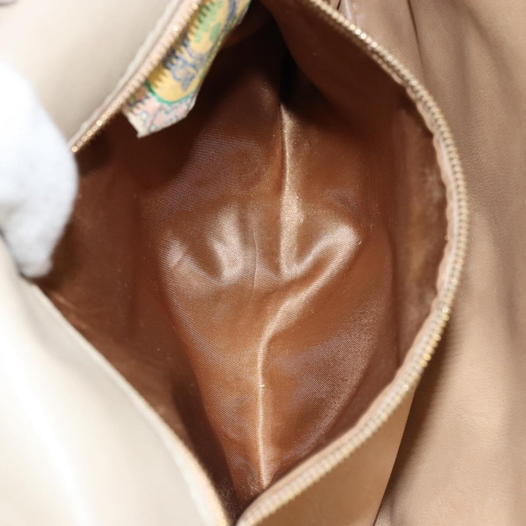 Bottega Veneta Intrecciato Handbag Leather Beige Leather Handbag (Pre-Owned)