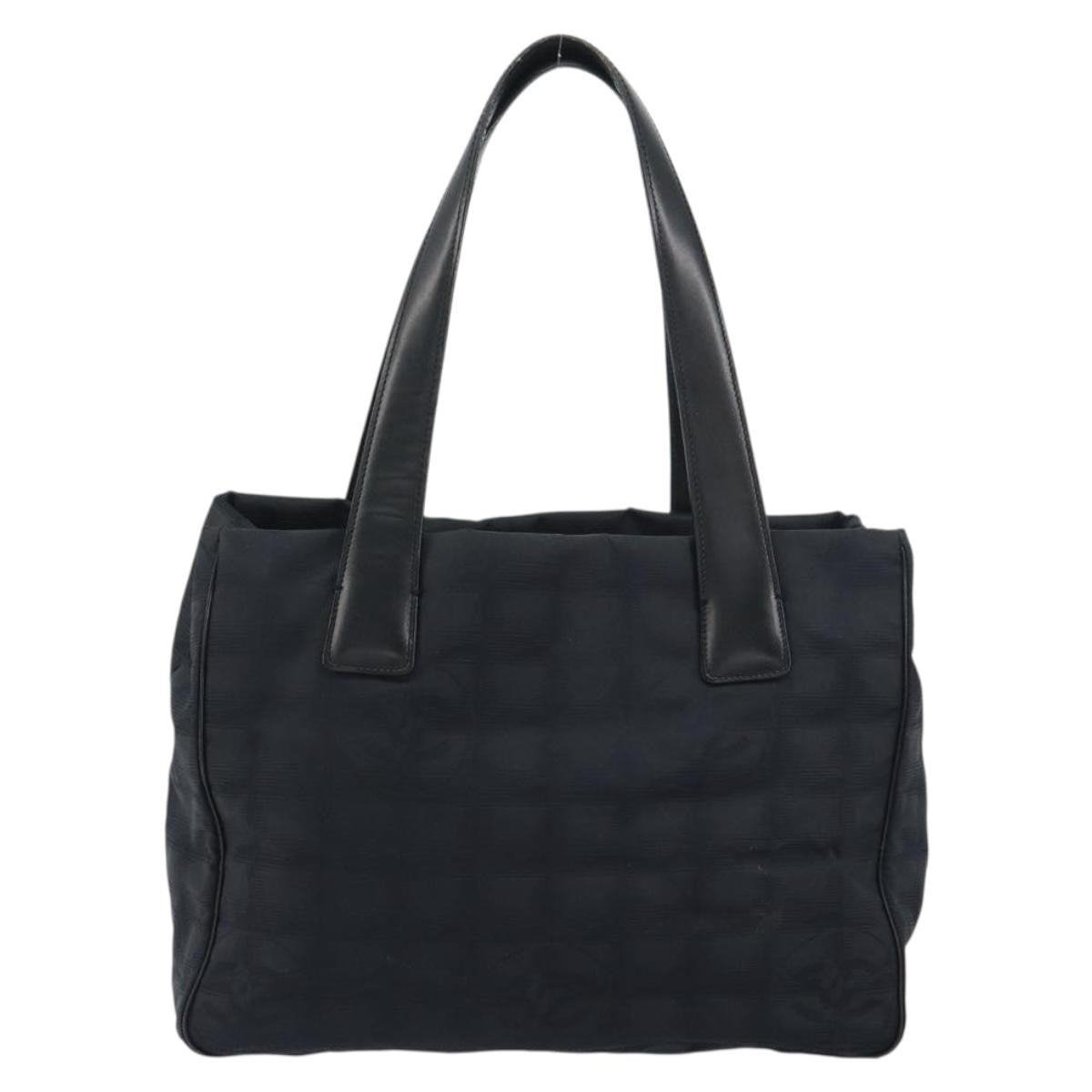 Chanel Travel Line Tote Nylon Black Nylon Tote Bag Bag (Pre-Owned)