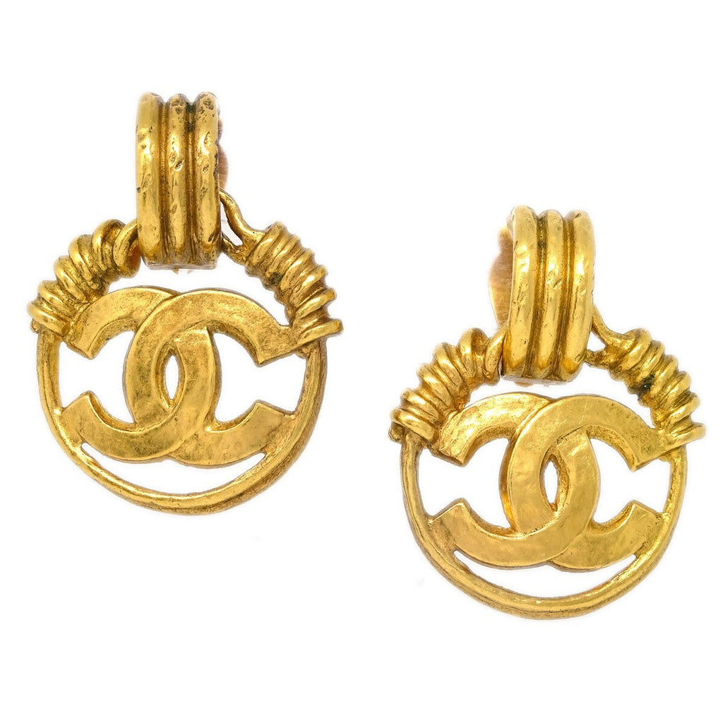 Chanel Vintage Cc Earrings Metal Gold Gold_Plated Earrings Jewelry (Pre-Owned)