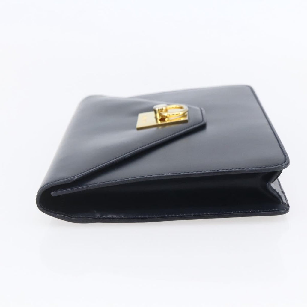 Celine Clutch Bag Leather Navy Leather Clutche & Pouche Bag (Pre-Owned)