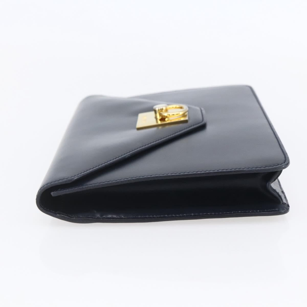 Celine Clutch Bag Leather Navy Leather Clutche & Pouche Bag (Pre-Owned)