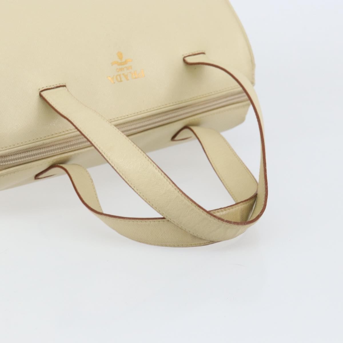 Prada Vintage Handbag Leather Beige Leather Handbag (Pre-Owned)