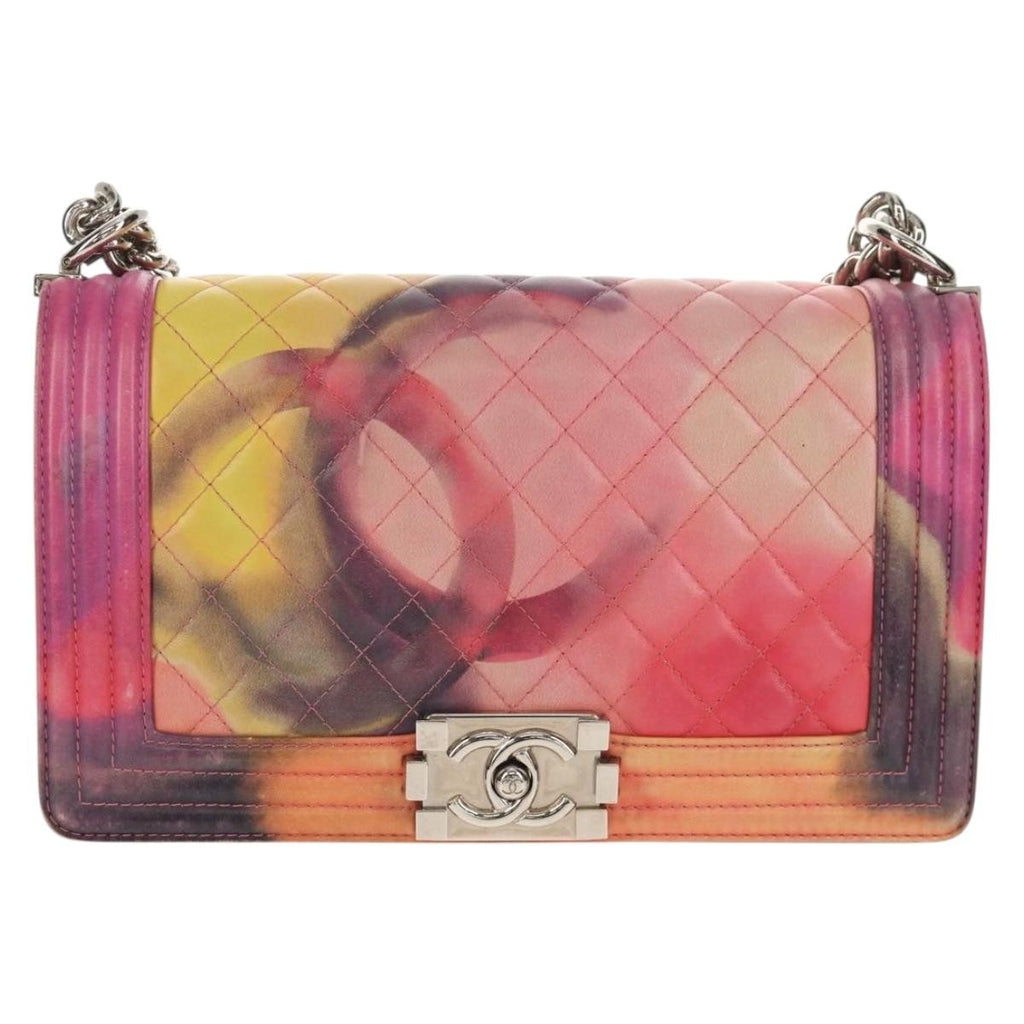Chanel Flower Power Boy Flap Bag Quilted Lambskin Multicolour Leather Shoulder Bag Bag (Pre-Owned)