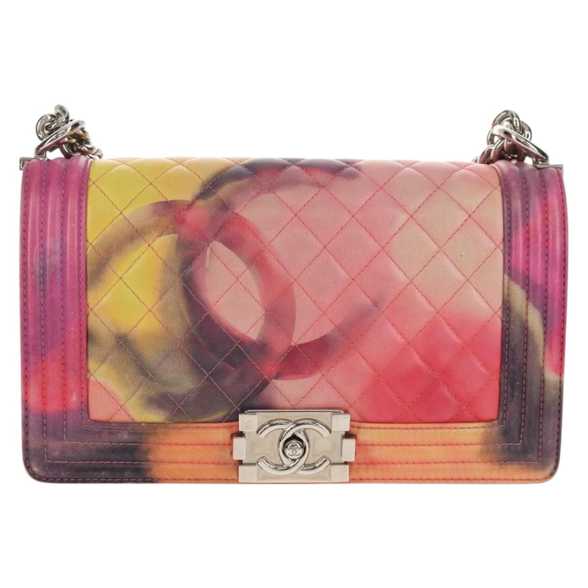 Chanel Flower Power Boy Flap Bag Quilted Lambskin Multicolour Leather Shoulder Bag Bag (Pre-Owned)