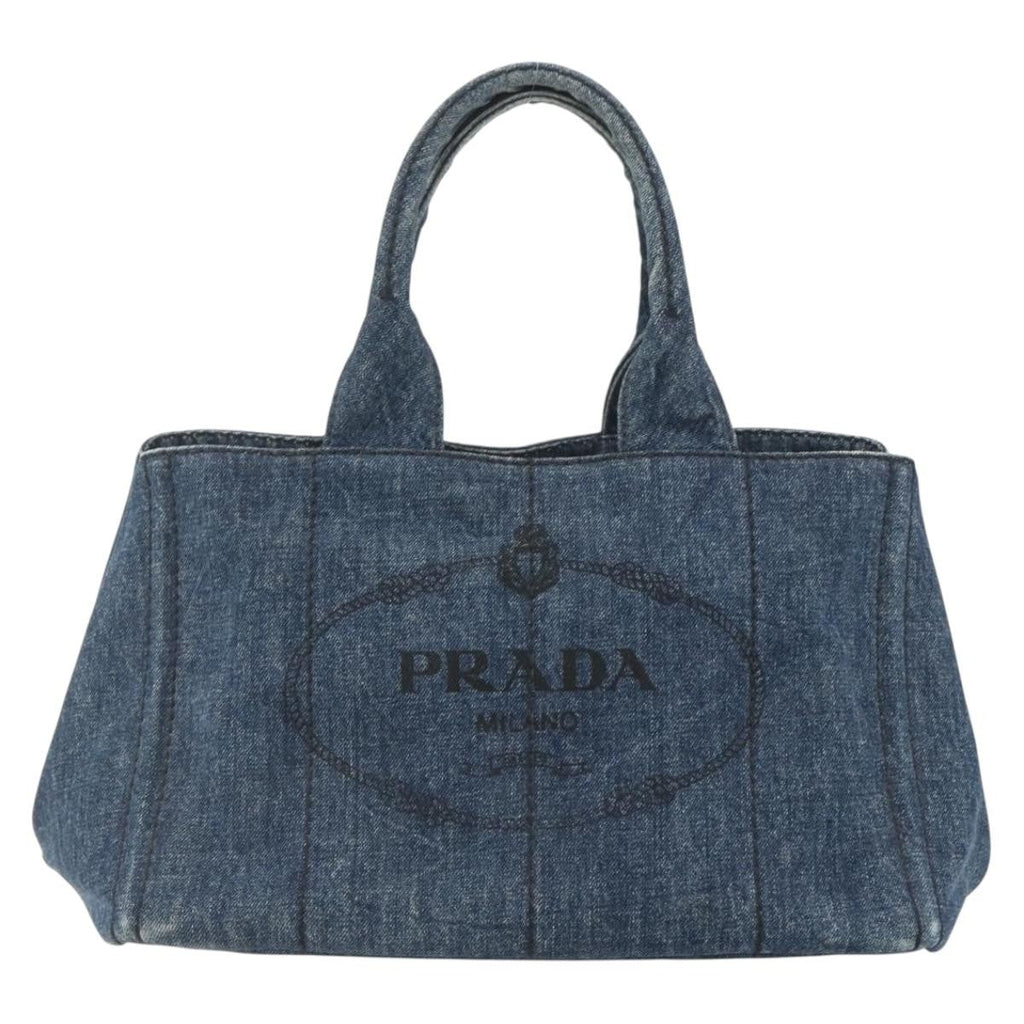 Prada Canapa Tote Denim Blue Canvas Tote Bag Bag (Pre-Owned)