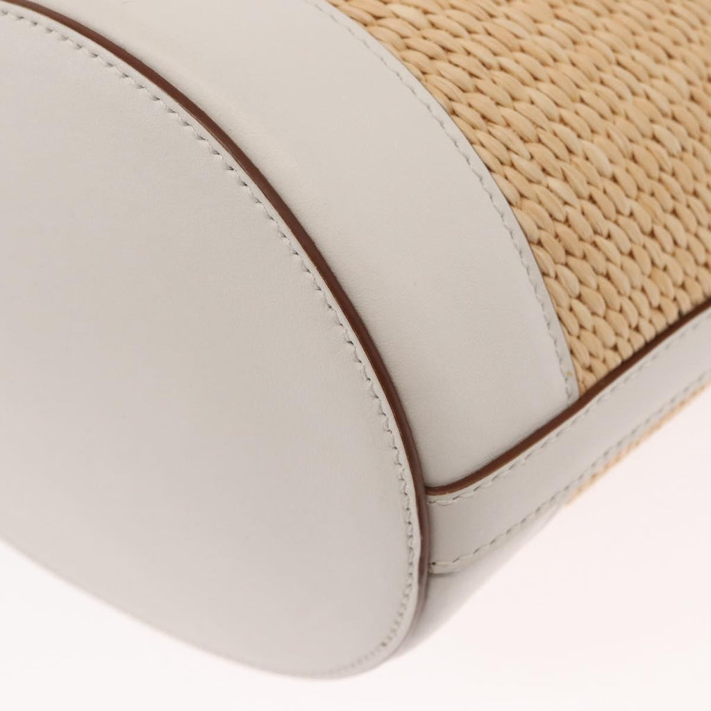 Prada Bucket Bag Woven Raffia With Leather Beige Leather Shoulder Bag Bag (Pre-Owned)