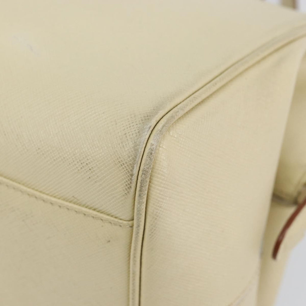 Prada Vintage Handbag Leather Beige Leather Handbag (Pre-Owned)