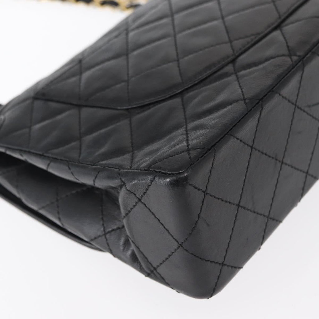Chanel Vintage Two Tone Cc Flap Bag Quilted Lambskin Black Leather Shoulder Bag Bag (Pre-Owned)