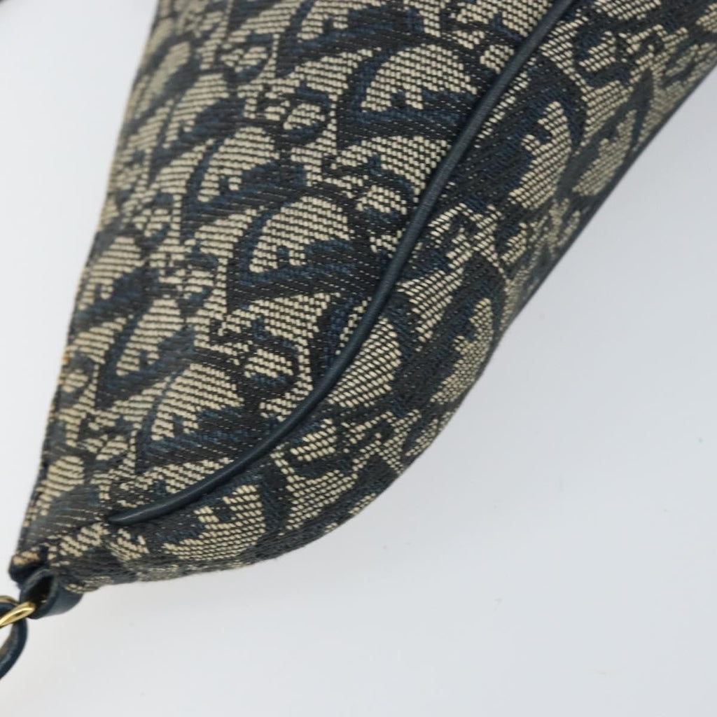 Christian Dior Vintage Saddle Bag Diorissimo Canvas Navy Canvas Clutche & Pouche Bag (Pre-Owned)