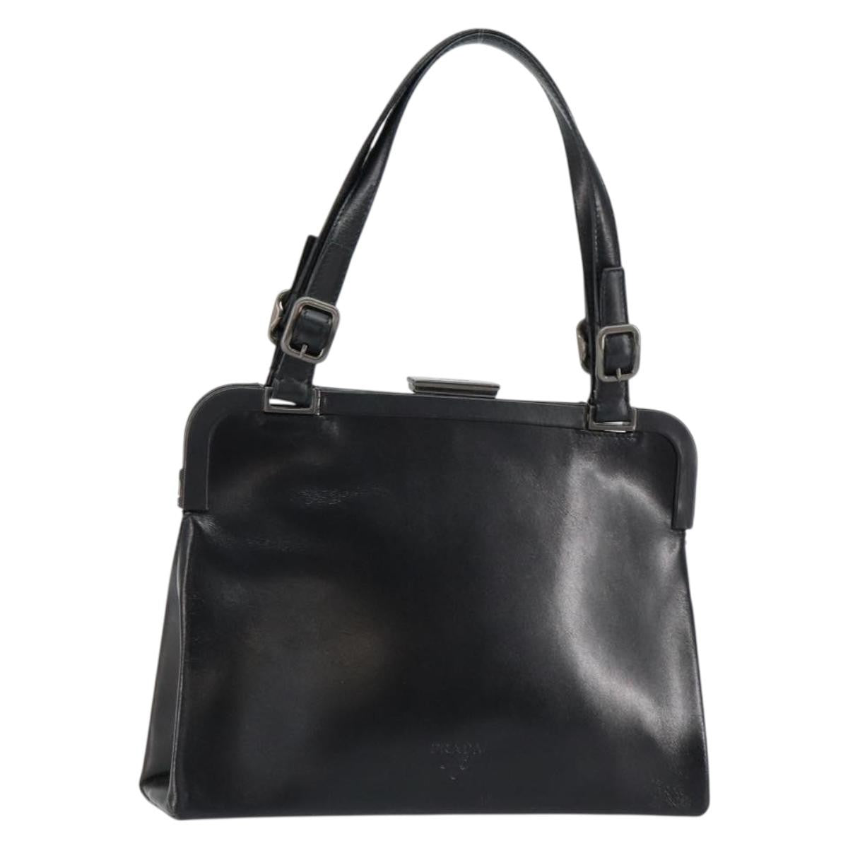 Prada Vintage Handbag Leather Black Leather Handbag (Pre-Owned)