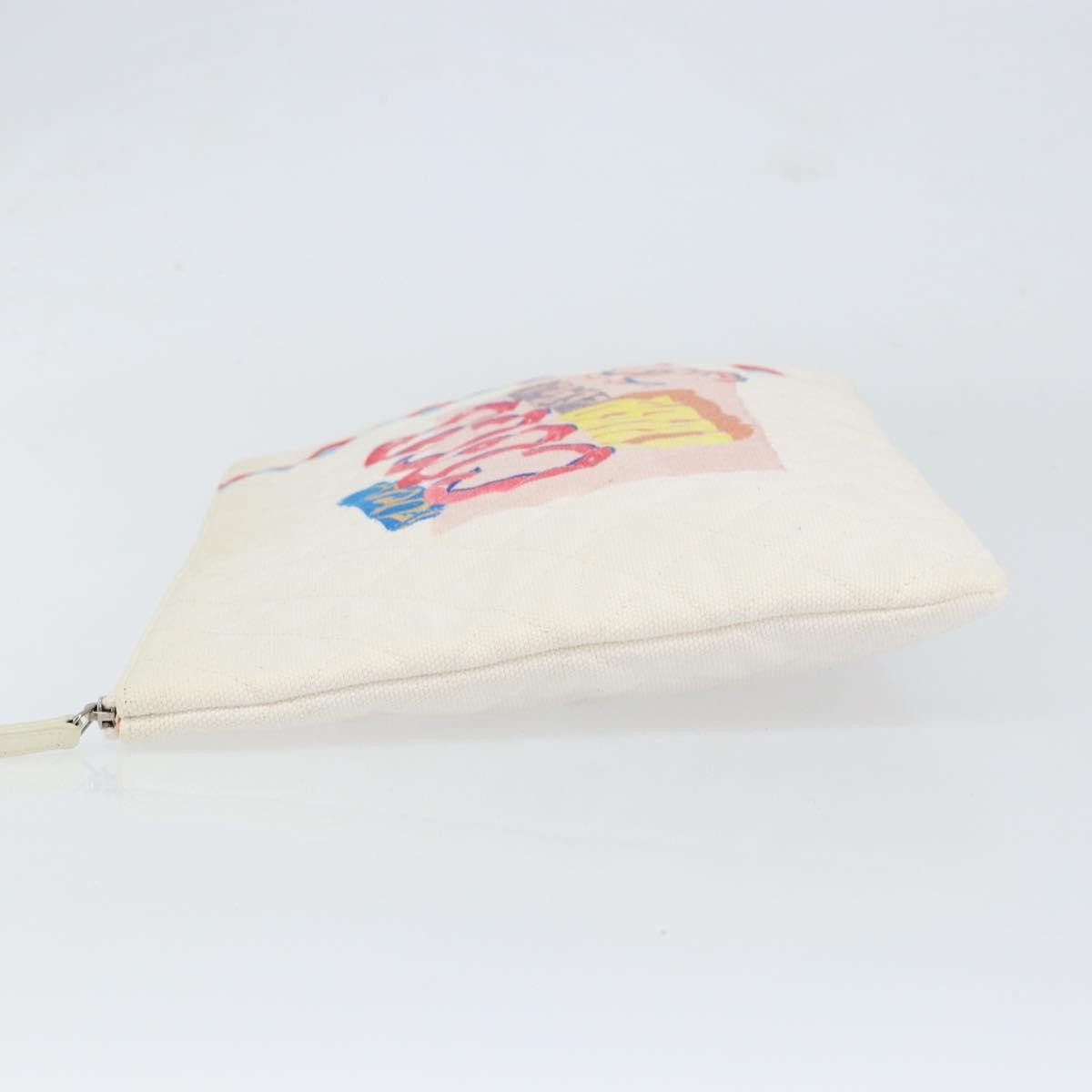 Chanel Coco Cuba Pouch Printed Quilted Canvas White Canvas Clutche & Pouche Bag (Pre-Owned)