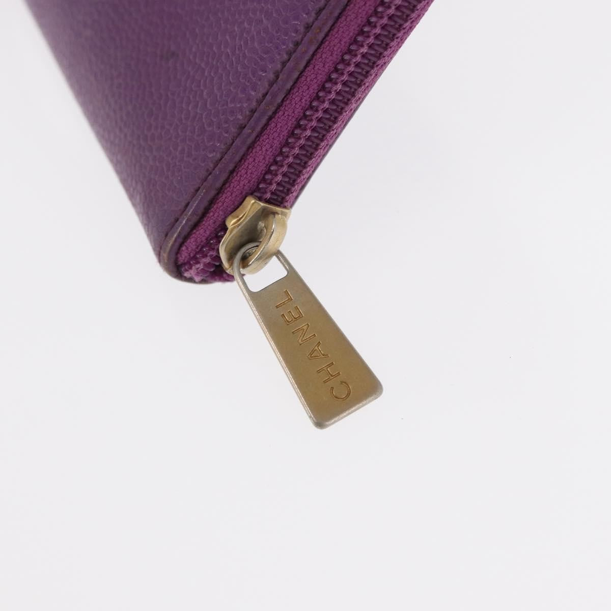 Chanel Timeless Cc Zipped Wallet Caviar Purple Leather Wallets Accessory (Pre-Owned)