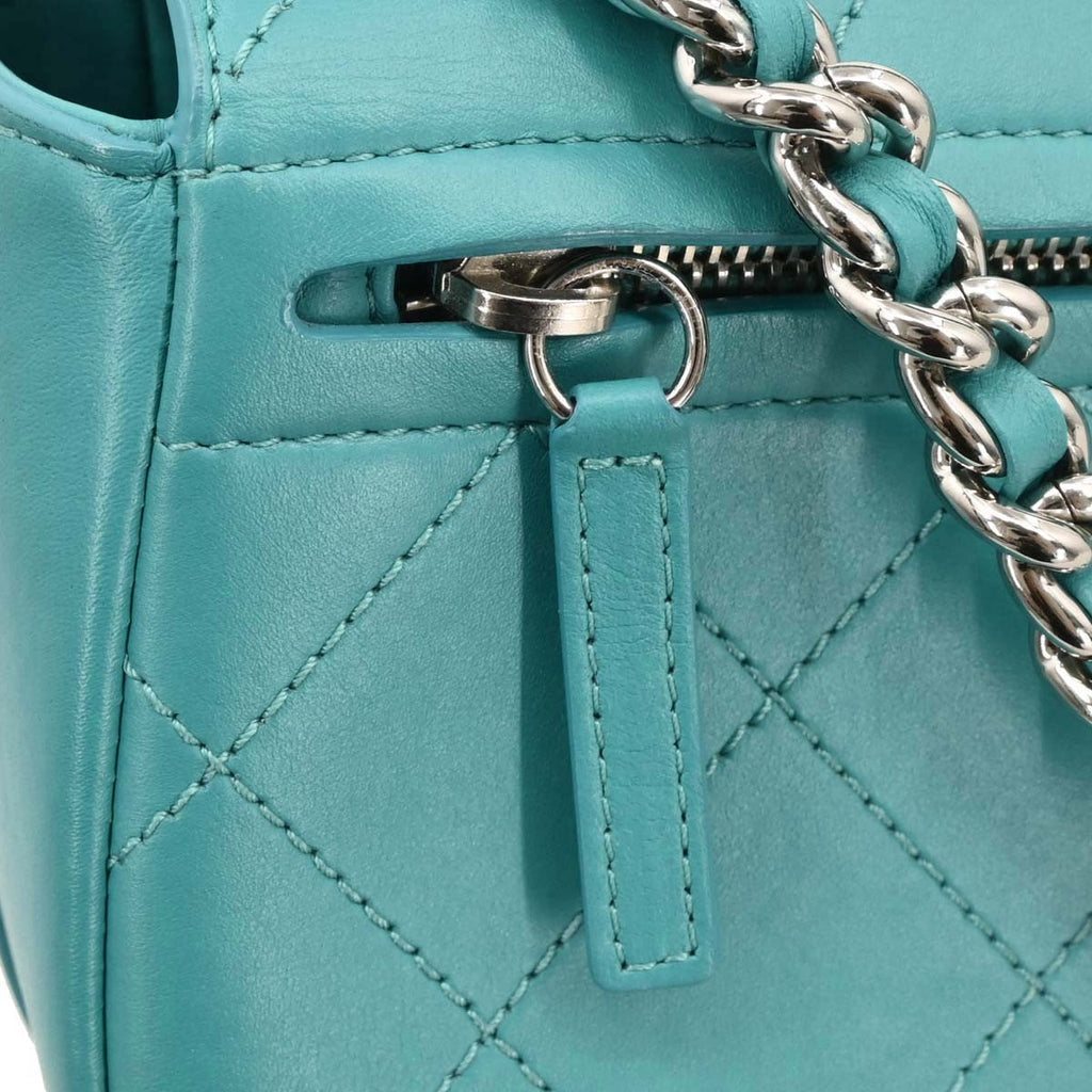 Chanel Ring My Bag Top Handle Bag Stitched Calfskin Green Leather Handbag (Pre-Owned)
