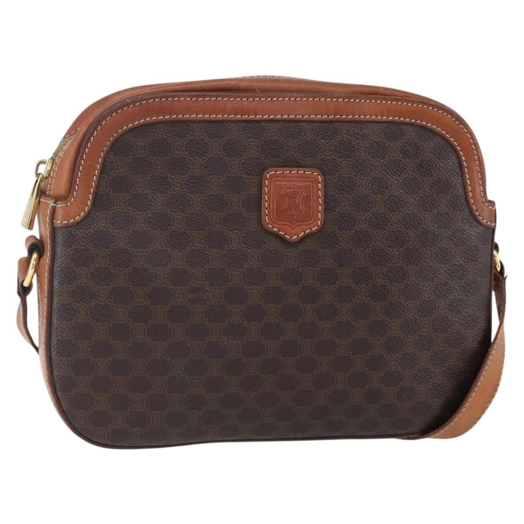 Celine Vintage Macadam Shoulder Bag Canvas And Leather Brown Canvas Shoulder Bag Bag (Pre-Owned)