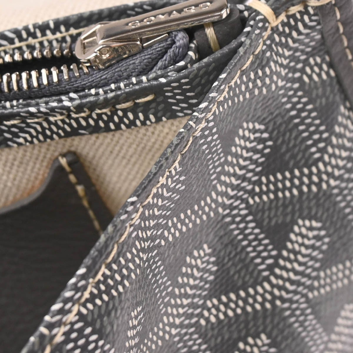 Goyard Plumet Clutch Wallet Coated Canvas Gray Canvas Shoulder Bag Bag (Pre-Owned)