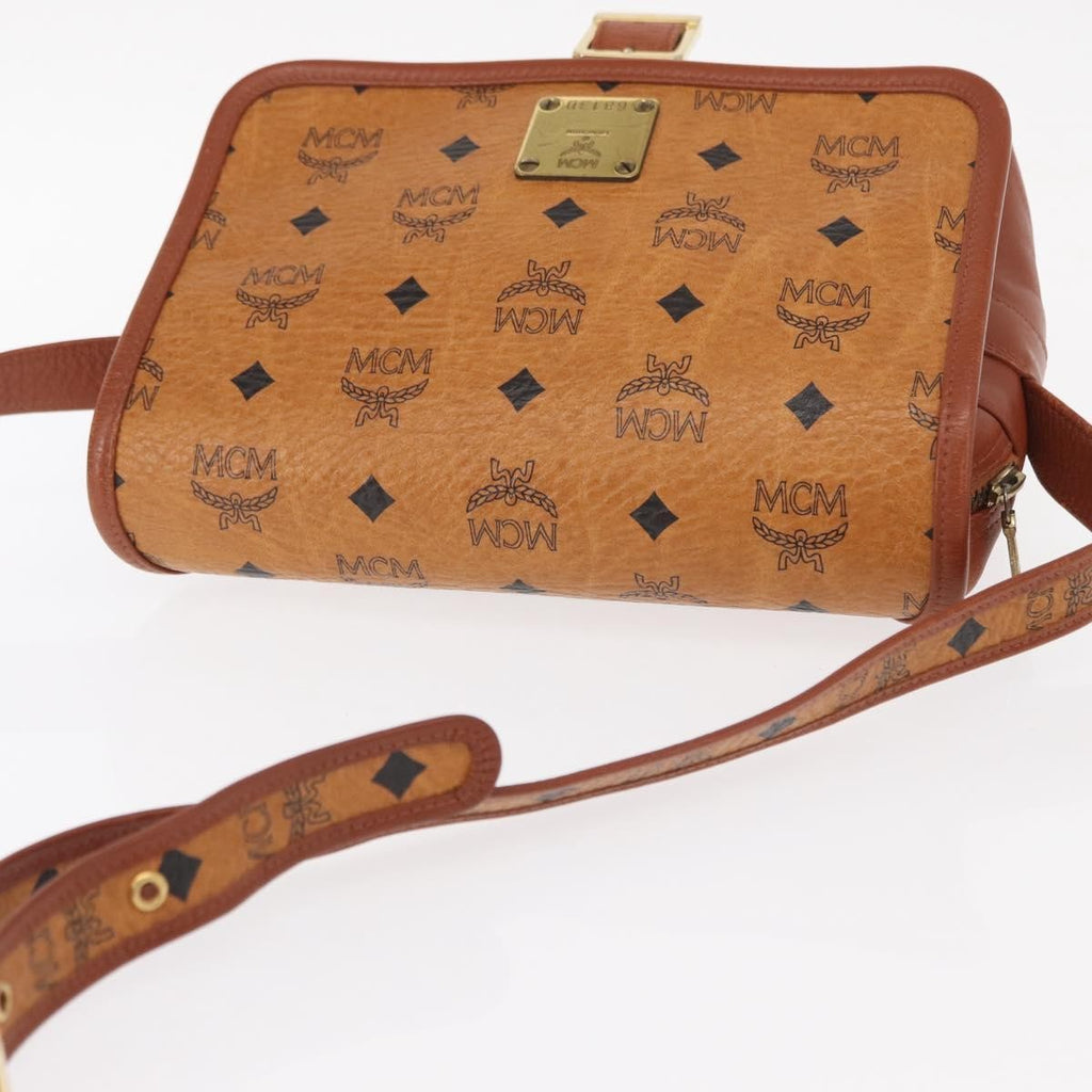 MCM Visetos Shoulder Bag Canvas And Leather Brown Canvas Shoulder Bag Bag (Pre-Owned)