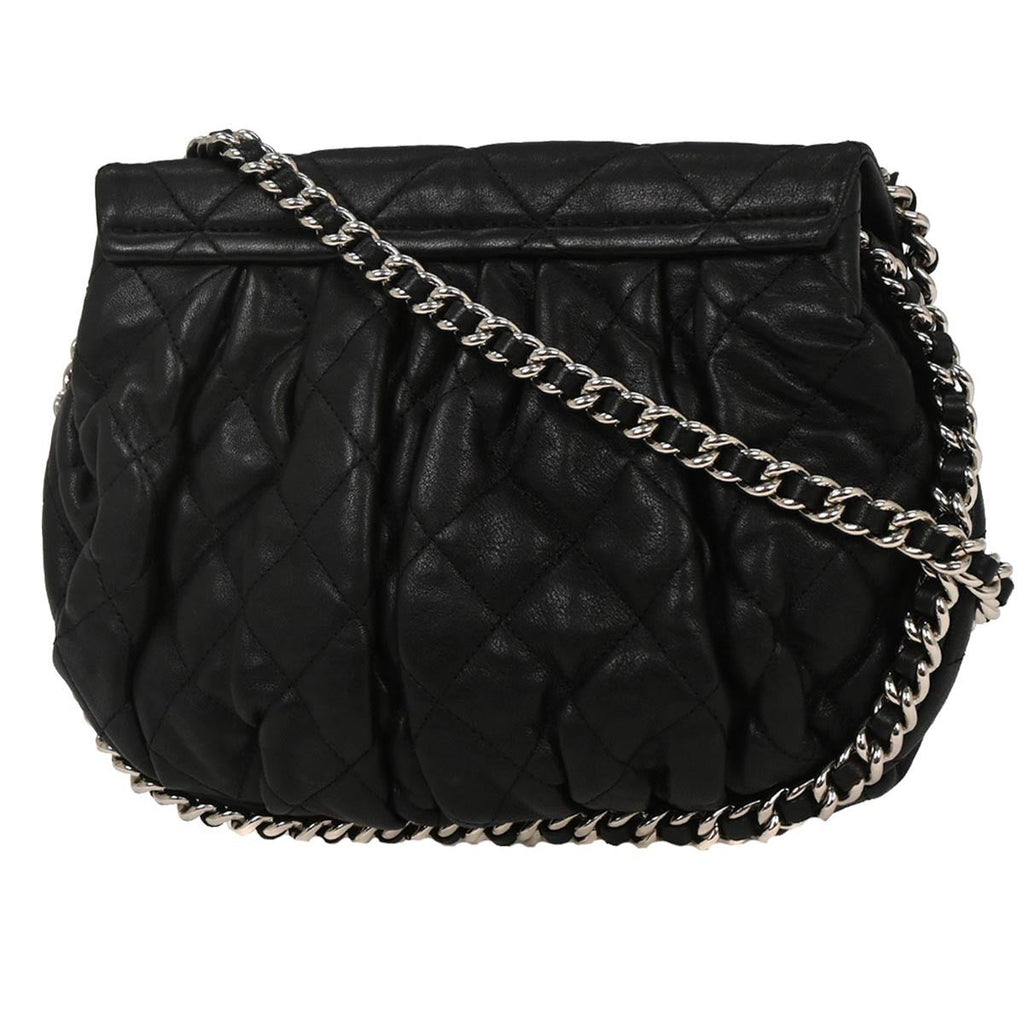 Chanel Chain Around Flap Bag Quilted Leather Black Leather Shoulder Bag Bag (Pre-Owned)