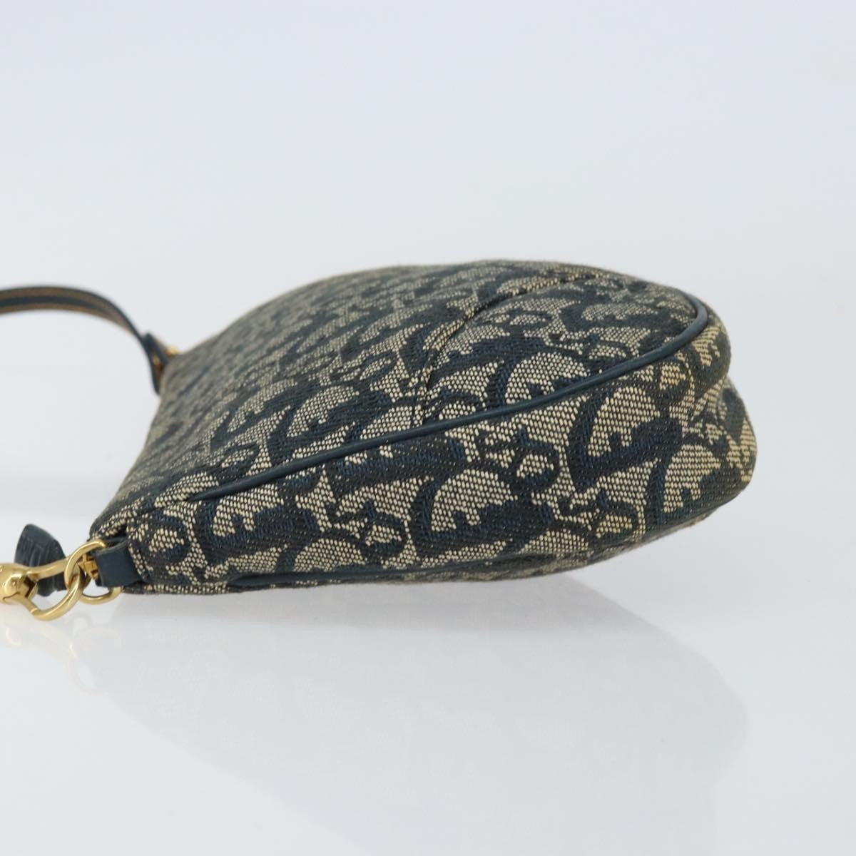 Christian Dior Vintage Saddle Bag Diorissimo Canvas Navy Canvas Clutche & Pouche Bag (Pre-Owned)