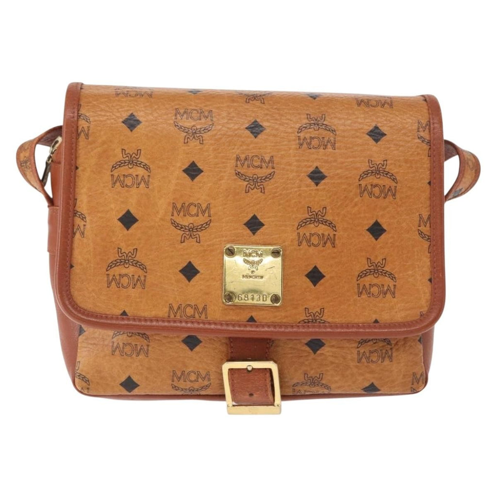 MCM Visetos Shoulder Bag Canvas And Leather Brown Canvas Shoulder Bag Bag (Pre-Owned)