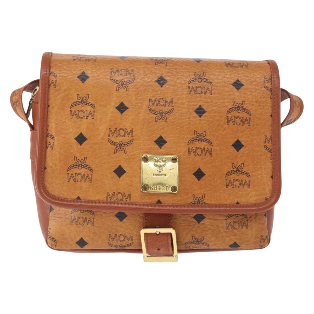 MCM Visetos Shoulder Bag Canvas And Leather Brown Canvas Shoulder Bag Bag (Pre-Owned)