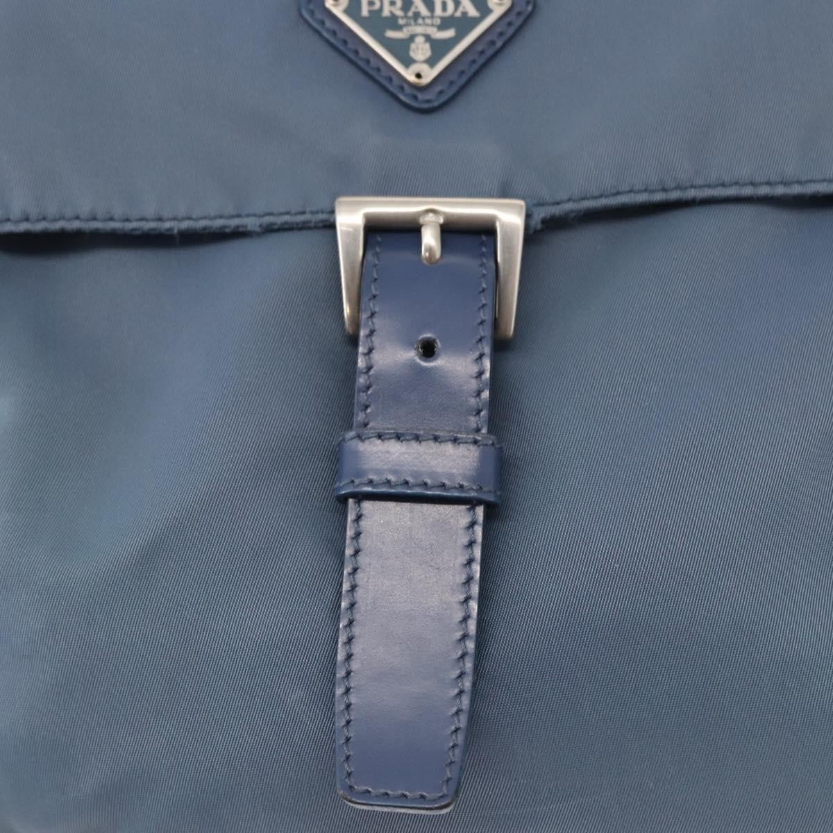 Prada Buckle Messenger Bag Tessuto Blue Nylon Shoulder Bag Bag (Pre-Owned)