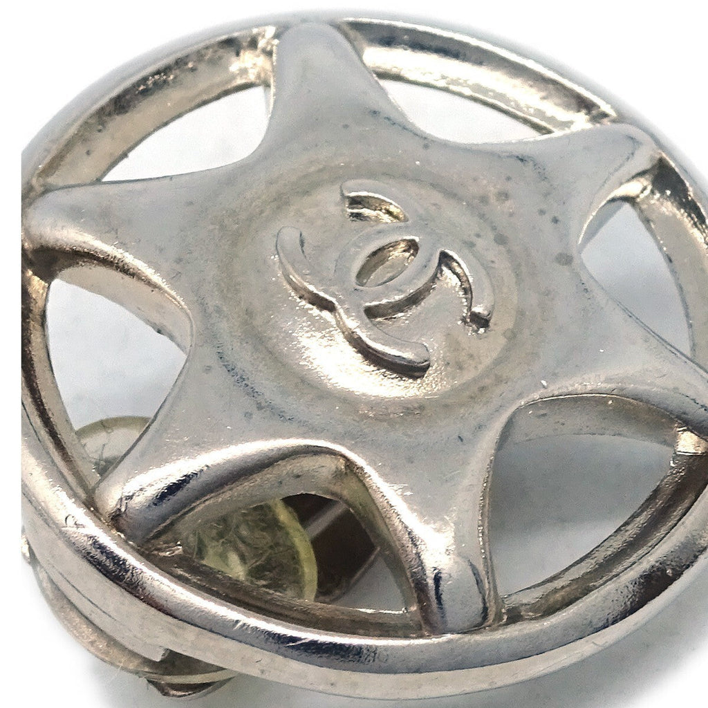 Chanel Cc Round Earrings Metal Silver Silver_Plated Earrings Jewelry (Pre-Owned)