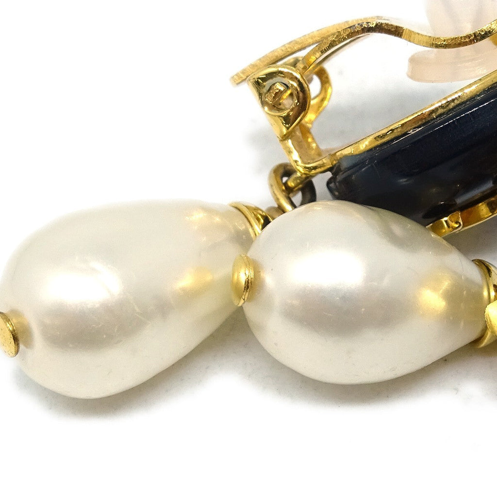 Chanel Cc Dangle Earrings Metal With Faux Pearl Gold Gold_Plated Earrings Jewelry (Pre-Owned)