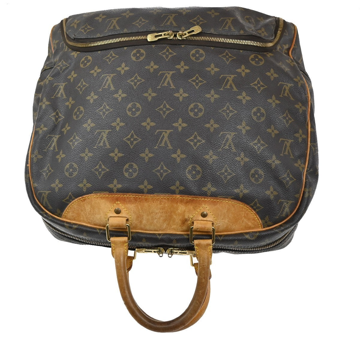 Louis Vuitton Evasion Travel Bag Monogram Canvas Brown Leather Bag (Pre-Owned)