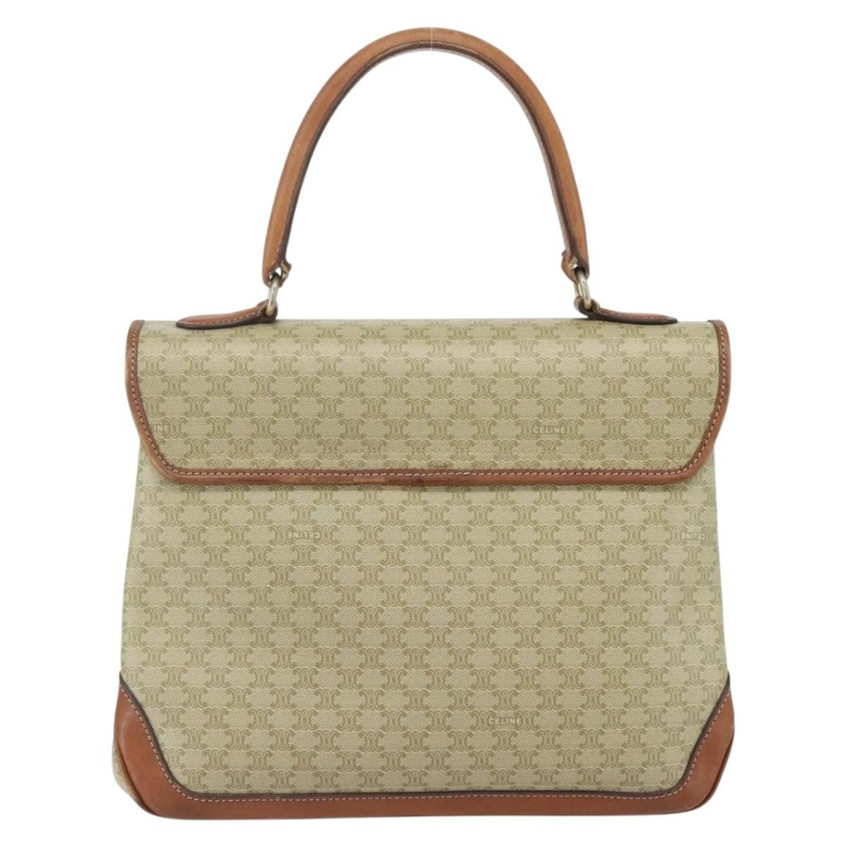 Celine Vintage Macadam Handbag Canvas And Leather Beige Canvas Handbag (Pre-Owned)