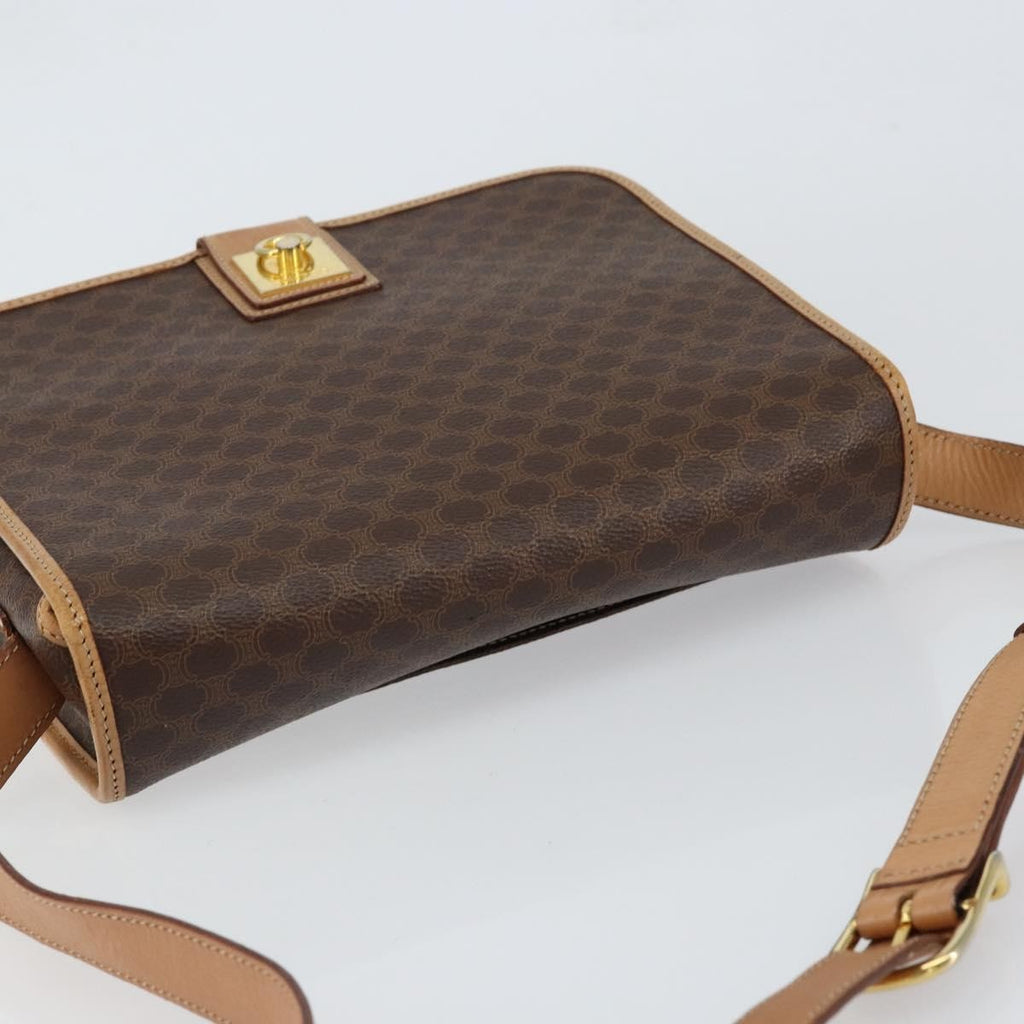 Celine Vintage Macadam Shoulder Bag Canvas And Leather Brown Canvas Shoulder Bag Bag (Pre-Owned)
