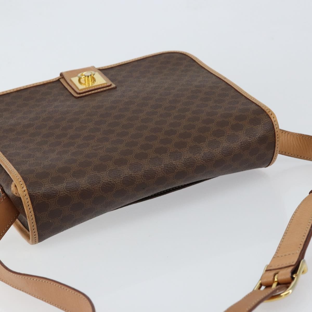 Celine Vintage Macadam Shoulder Bag Canvas And Leather Brown Canvas Shoulder Bag Bag (Pre-Owned)